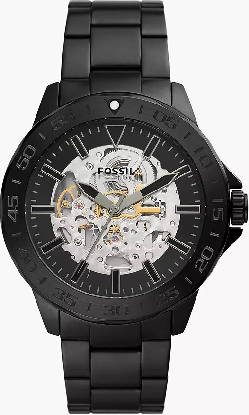 Fossil Outlet Bannon Automatic Black Stainless Steel Watch ShopStyle