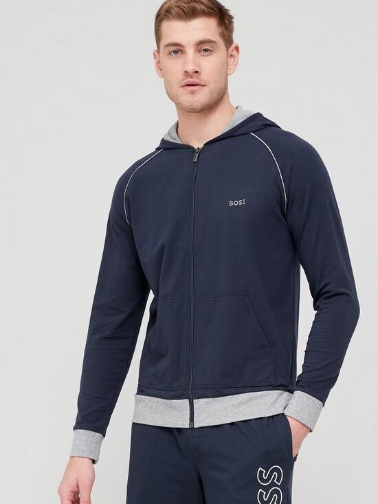 boss bodywear full zip sweatshirt black