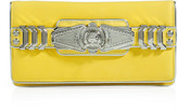Thumbnail for your product : Balmain Yelow/Silver Leather Logo Embellished Fold-Over Clutch