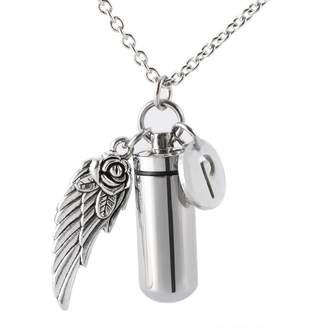 Keepsake GIONO Angel Wing Memorial Urn Necklace Cremation Pendant 26 Initial Letter Stamped Charms Funeral Ash Locket