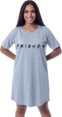 Intimo Friends TV Show Womens' Classic Logo Nightgown Sleep Pajama Shirt (X-Large) Grey