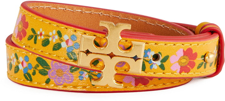 Tory Burch Kira Floral Leather Double Wrap Bracelet - ShopStyle 