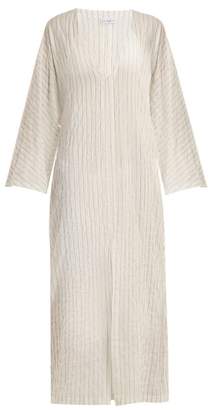 Raey Kimono Sleeve Striped Sheer Cotton Beach Dress - Womens - White Stripe