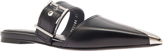 Alexander McQueen 'punk' Black Mules With Metal Tip In Leather Woman