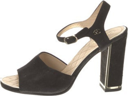 Chanel Suede Colorblock Pattern Slingback Sandals - ShopStyle
