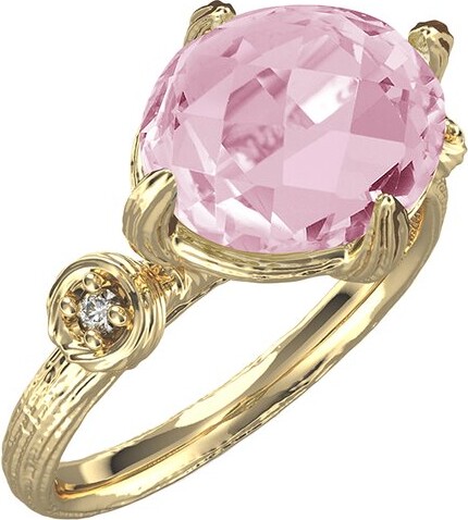 I. Reiss 14K 3.50 ct. tw. Diamond & Rose Quartz Cocktail Ring