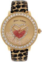 Thumbnail for your product : Betsey Johnson Floating Stones and Leopard Print Strap Ladies Watch