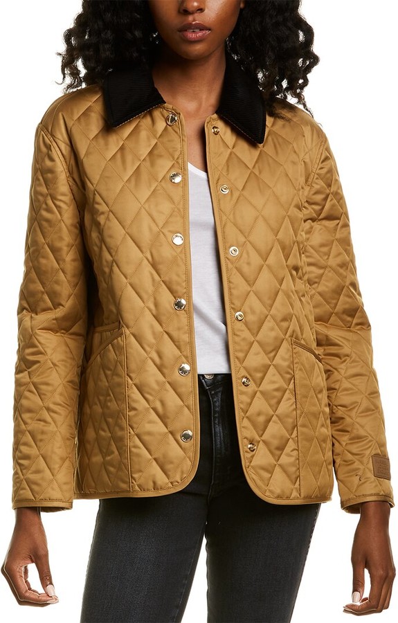 quilted jacket with corduroy collar