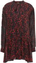 Thumbnail for your product : Saint Laurent Tie-neck Leopard-print Silk Mini Dress