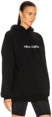 Balenciaga Medium Fit Hoodie in Black/White | FWRD