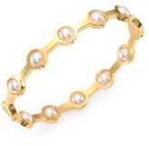 Thumbnail for your product : Majorica 5MM White Pearl Station Bangle Bracelet/Goldtone