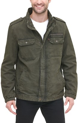 levi's men's wool blend military jacket with hood