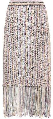 Adam Lippes Fringed Cotton-blend Boucle Midi Skirt