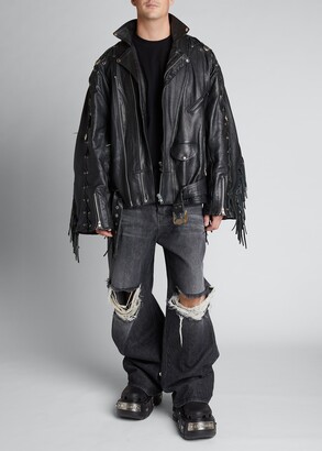 Balenciaga Leather Jacket Men | ShopStyle