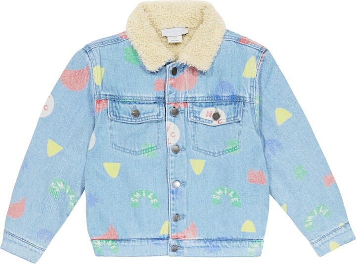 Stella McCartney Kids Faux shearling-trim denim jacket
