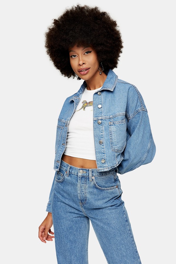 mid blue denim jacket womens