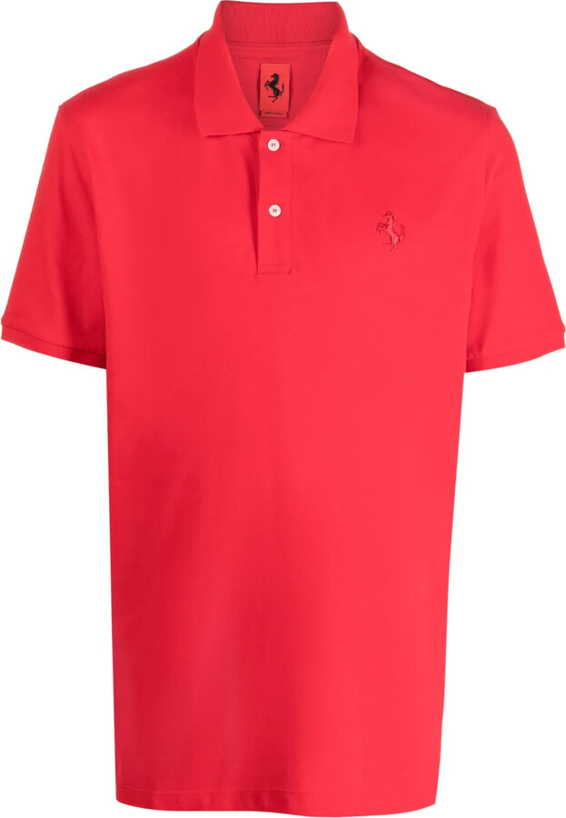 Ferrari Embroidered-Logo Short-Sleeved Polo Shirt