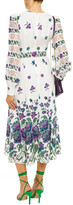 Thumbnail for your product : Andrew Gn Belted Cutout Floral-print Silk-blend Crepe Midi Dress