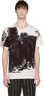 Yohji Yamamoto White & Black Ink Roller Print T-Shirt