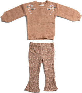 TJMAXX Infant Girls 2Pc Balloon Sleeve Sweater And Flared Leggings Set, Spandex/Polyester/Acrylic