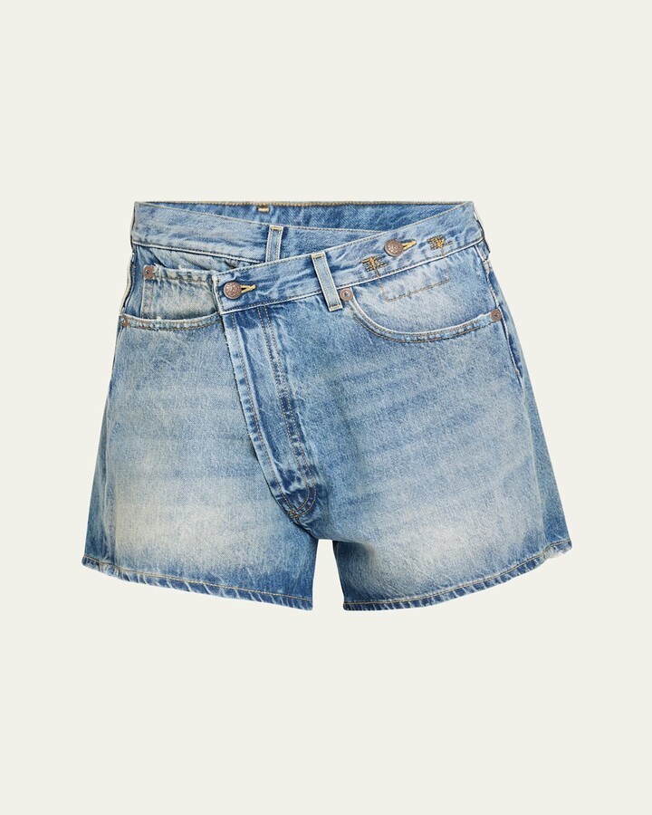 R 13 Crossover Denim Shorts