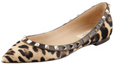Thumbnail for your product : Valentino Rockstud Calf Hair Ballerina Flat, Leopard