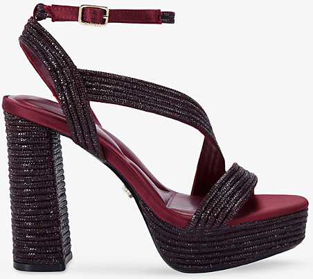 Carvela Womens Wine Gala Jewel Satin Platform Sandals Eur 42/ 9 Uk Women