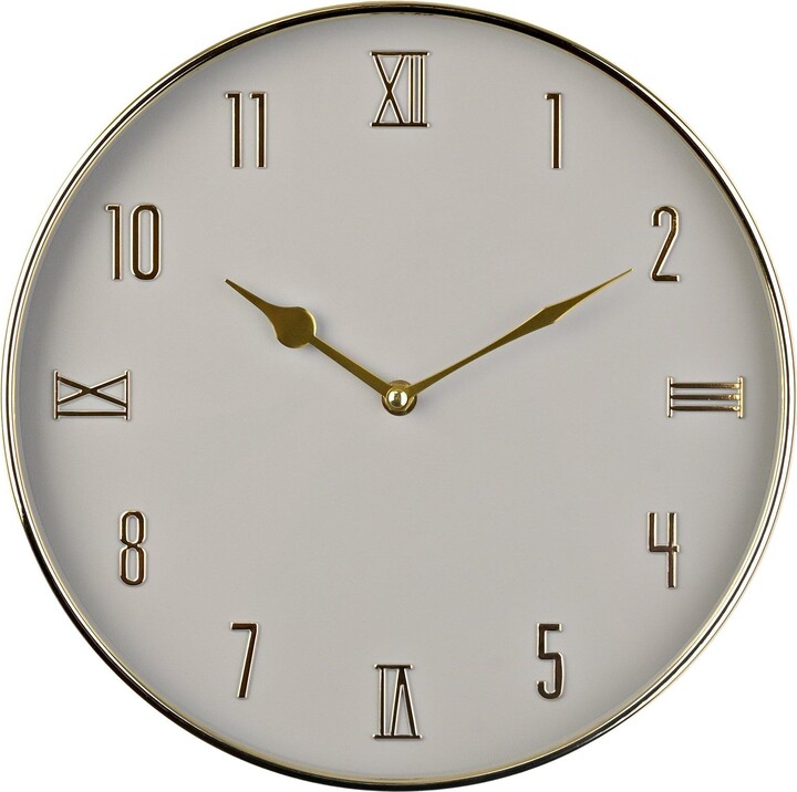 Hometime Round Wall Clock Grey & Gold ShopStyle