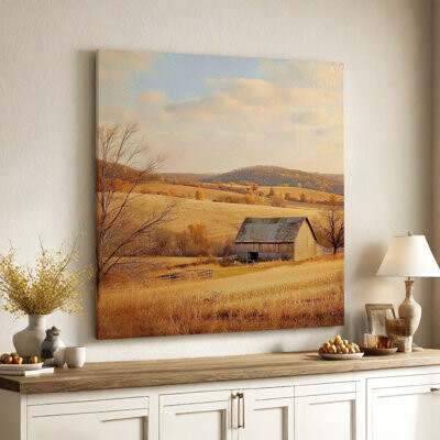 August Grove Serene Barn in the Golden Wheat Field: A Poetic Countryside Scene