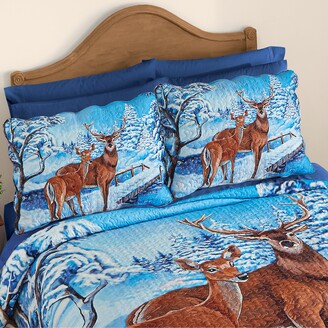 Collections Etc Winter Woodland Deer Scalloped Edge Pillow Shams - Set of 2  - ShopStyle