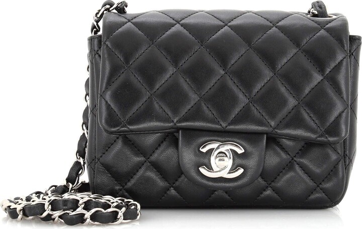 chanel caviar quilted mini square flap black bag