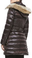 Thumbnail for your product : Dawn Levy DL2 by Alicia Fur Hoodie Long Puffer Coat, Coffee