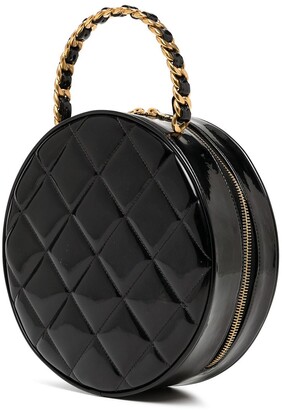 Chanel Pre Owned 1995 CC diamond-quilted round vanity bag