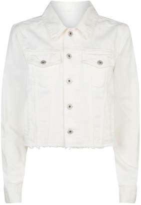 Off-White Off White Embroidered Crop Denim Jacket