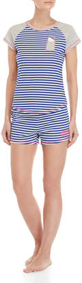Hello Kitty Two-Piece Striped Tee & Shorts PJ Set