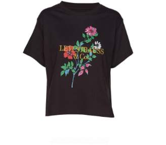 Levi's Black Cotton Graphic Varsity Floral Tee - cotton | black | printed floral design | medium - Black/Black