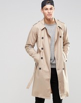 Thumbnail for your product : ASOS Lightweight Trench Coat In Stone