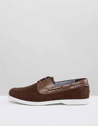 ASOS Boat Shoes In Brown Faux Suede