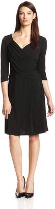 NY Collection Women's B-Slim 3/4 Sleeve Cross Front Dress