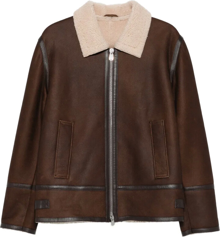 Dondup Shearling Leather Zip-Front Jacket - ShopStyle