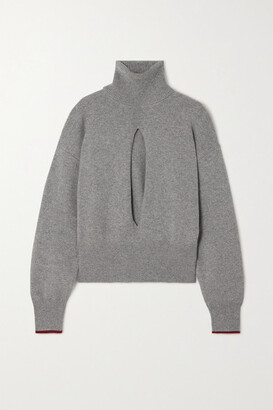 Victoria Beckham Cutout Cashmere-blend Turtleneck Sweater - Gray