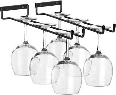Sorbus 4 Glass Wall Mounted 12" Wine Glass Racks for Under Cabinet 2 Pack