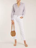 Thumbnail for your product : Masscob Bohan Ruffled Collar Plaid Cotton Blouse - Womens - Light Grey