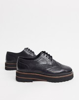 Thumbnail for your product : ASOS DESIGN DESIGN Wide Fit Mottle leather flat brogues in black