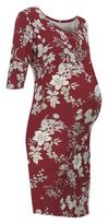 Thumbnail for your product : New Look Heavenly Bump Red 1/2 Sleeve Side Knot Floral Print Dress