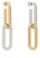 Thumbnail for your product : Burberry Crystal Embellished Mismatched Chain Link Earrings - Womens - Gold