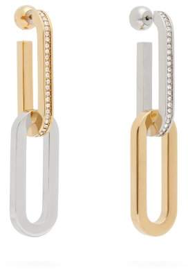 Burberry Crystal Embellished Mismatched Chain Link Earrings - Womens - Gold
