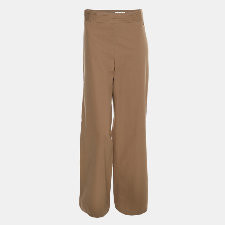 Chanel Beige Cotton Blend Trousers L