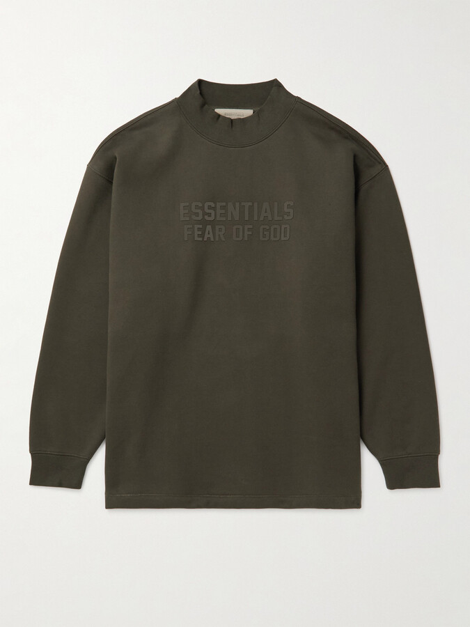 Essentials Logo-Flocked Cotton-Blend Jersey Mock-Neck Sweatshirt - ShopStyle