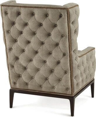 Ambella Idris Tufted-Back Leather Wing Chair